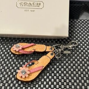 Coach Pink and Tan Flip Flop Keychain